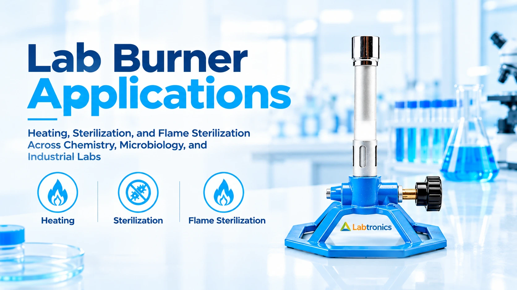 Lab Burner Applications Heating Sterilization And Flame Sterilization Across Chemistry, Microbiology