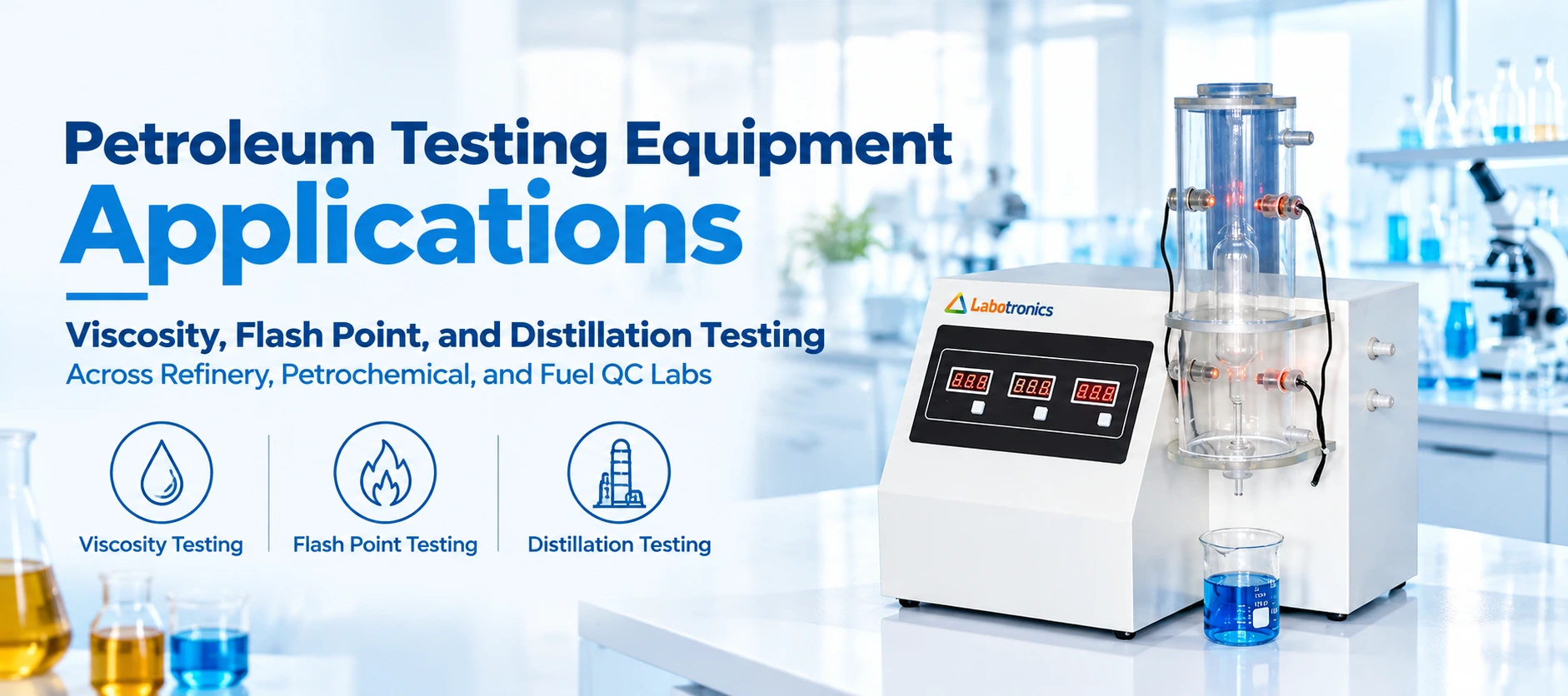 Petroleum Testing Equipment Applications: Viscosity, Flash Point, And Distillation Testing Across