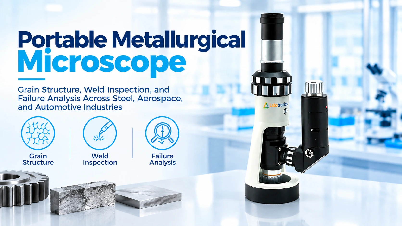 Portable Metallurgical Microscope Applications Grain Structure Weld Inspection, And Failure Analysis