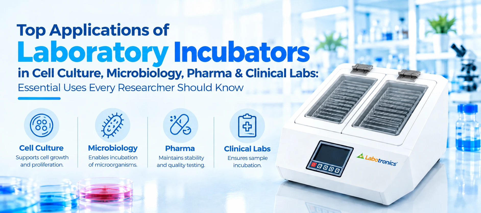 Top Applications Of Laboratory Incubators In Cell Culture, Microbiology, Pharma & Clinical Labs